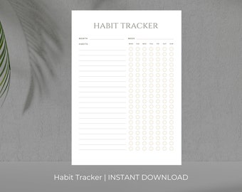 Monthly Habit Tracker Printable Landscape, Routine Tracker, Habit Challenge, A4/Letter, Instant Download