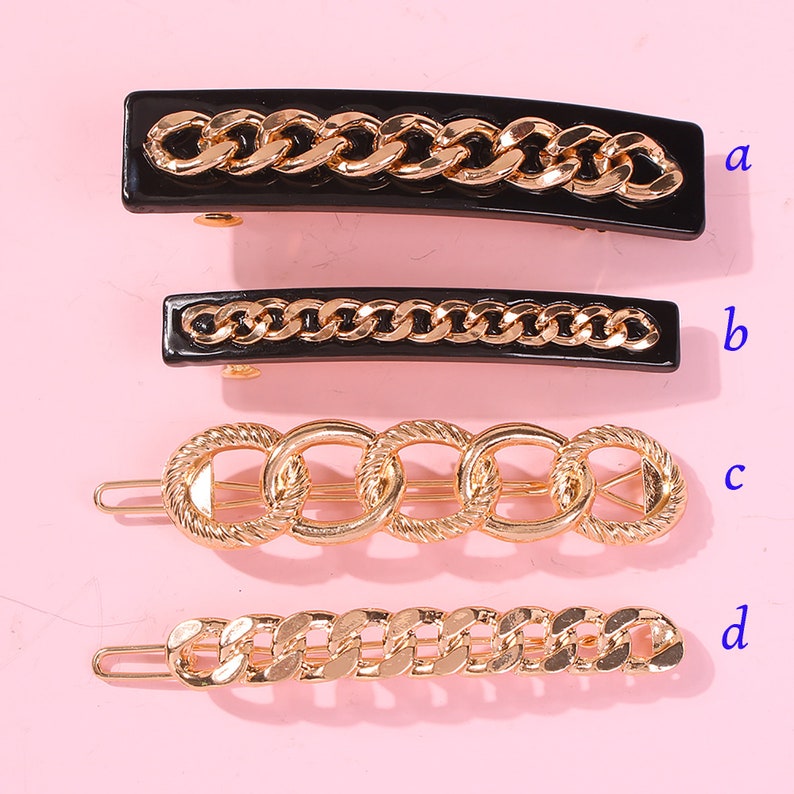 Individual Metal Chain Hair Clip Creative Resin&circle Hairpin Etsy