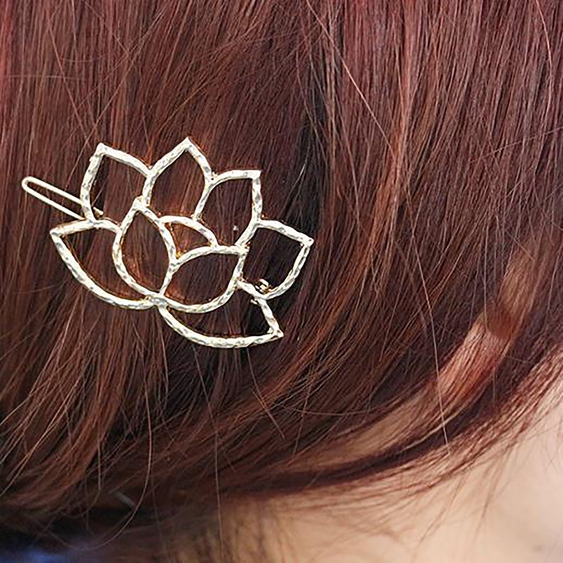 Hallow Metal Hairpin Minimalist Hair clip Gold Lotus Hair clip Girl hairpin Hair Accessory 1 pc