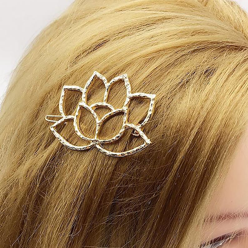 Hallow Metal Hairpin Minimalist Hair clip Gold Lotus Hair clip Girl hairpin Hair Accessory 1 pc