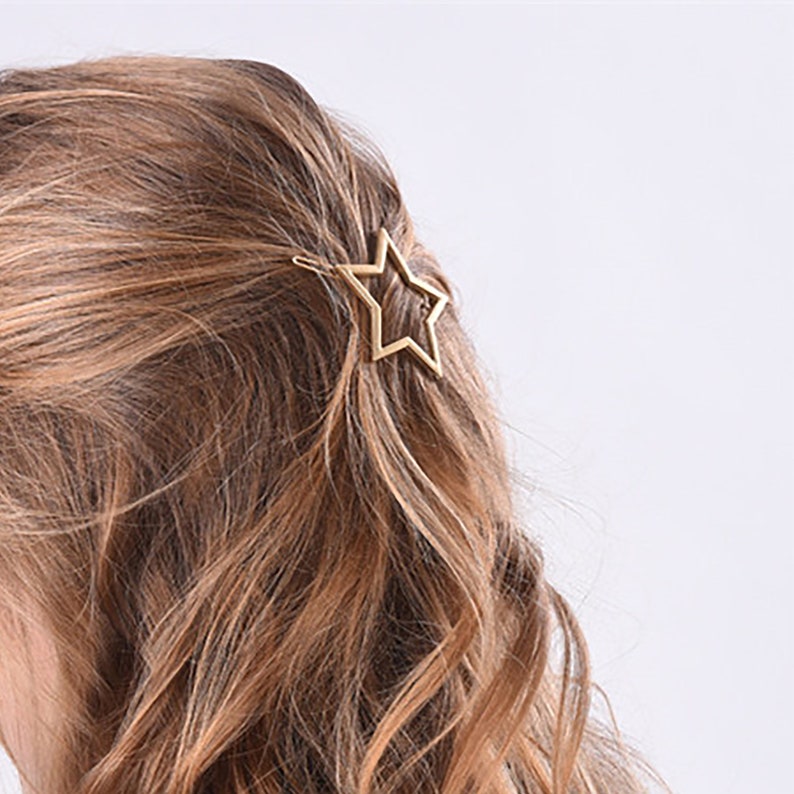 Buy 1 Get 1 Free Minimalist Hair Clip Hallow Star Metal | Etsy