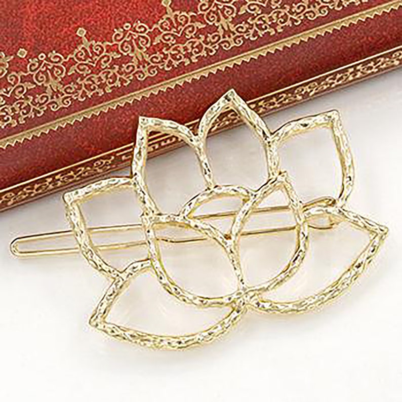 Hallow Metal Hairpin Minimalist Hair clip Gold Lotus Hair clip Girl hairpin Hair Accessory 1 pc