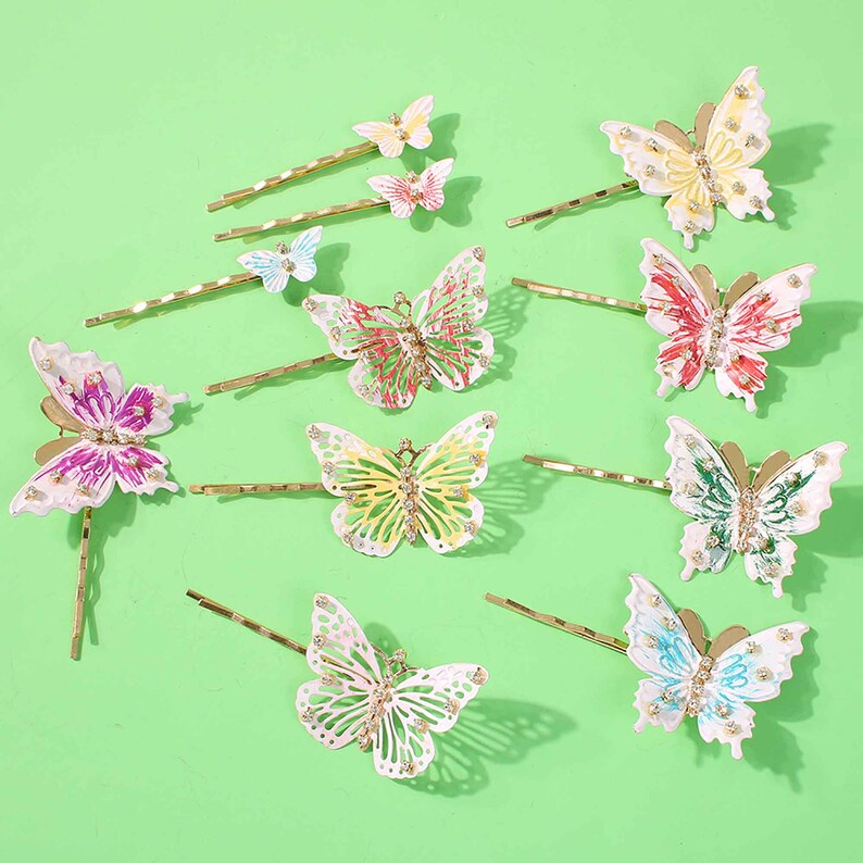 Vintage Hallow Butterfly Hair Clip,Colorful Metal Barrette Clip Diamond  Butterfly Hair Clip,Bridal Hair Clips Minimalism Hair Clip 1 pc