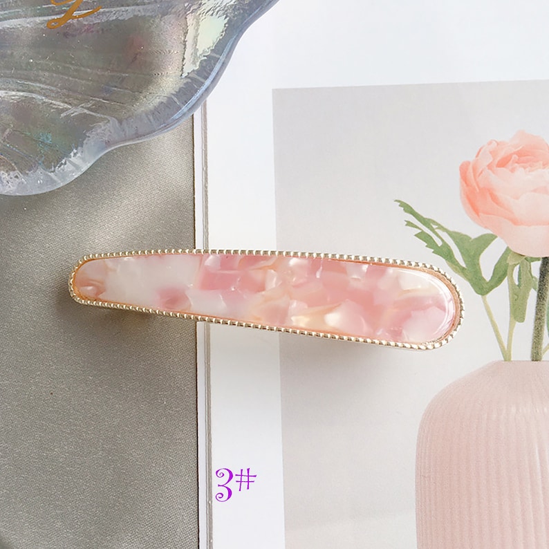 2019 New Fashion 1 pc Hand-made Vintage Hair Clip Pink Acrylic Acid Hairpin Leopard Spring Clip Marble hair clip hair Jewelry
