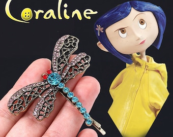 Rhinestone Dragonfly Hairpin, Halloween Hairpin, Retro Butterfly Hairpin, Side Clip, Girl One Line Clip, Dark Headdress, Halloween Gift