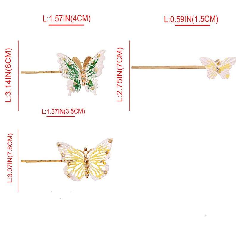 Vintage Hallow Butterfly Hair Clip,Colorful Metal Barrette Clip Diamond Butterfly Hair Clip,Bridal Hair Clips Minimalism Hair Clip 1 pc