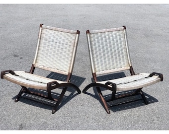 Pair of Vintage rope folding chair designed by Ebert Wels