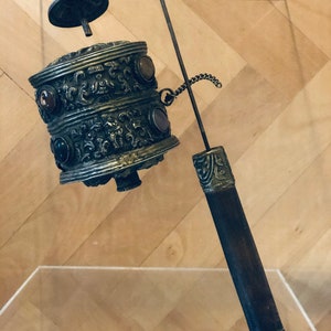 Rare Antique Silver Tibetan Buddhist Prayer Wheel