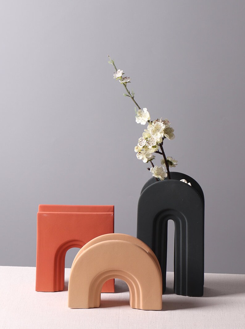 Arched Modern Vase / Handmade Ceramic Vase / Minimalist Decor Etsy
