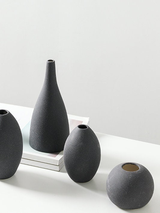 Black Small Modern Vase / Handmade Ceramic Vase / Minimalist - Etsy