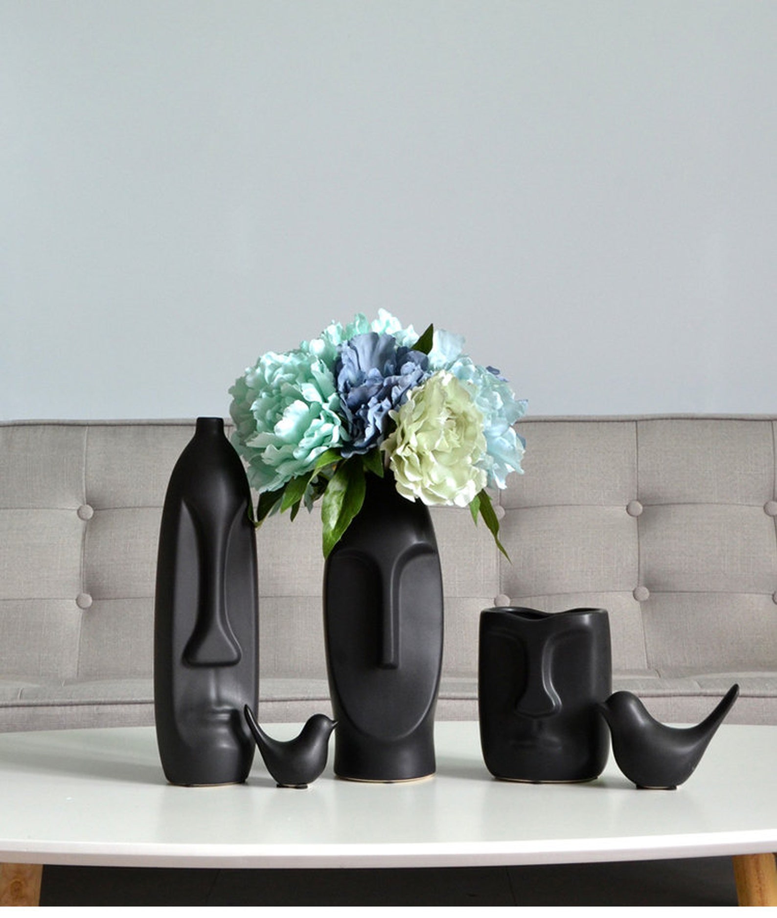 BLACK and WHITE Face Vase / Handmade Ceramic Vase / Minimalist Etsy New Zealand