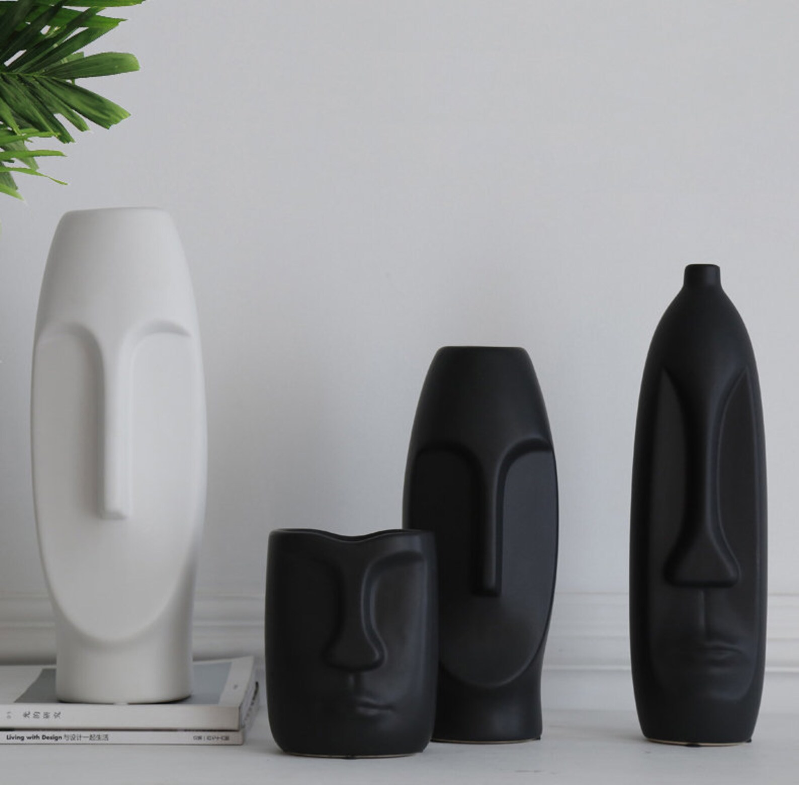 BLACK and WHITE Face Vase / Handmade Ceramic Vase / Minimalist Etsy New Zealand