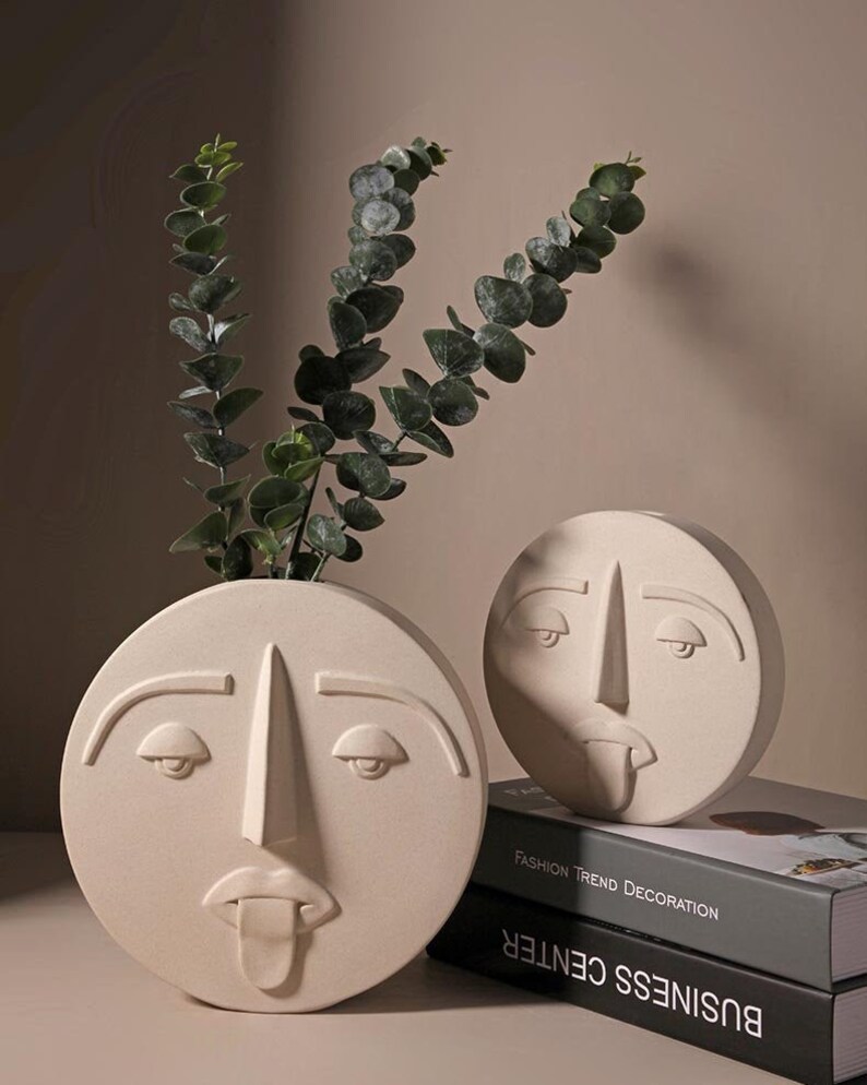 Funny Round Face Vase / Handmade Ceramic Vase / Minimalist Etsy New Zealand