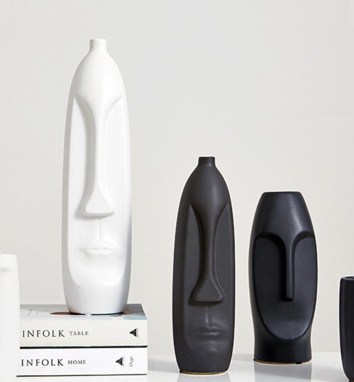 BLACK and WHITE face vase / Handmade Ceramic Vase / Minimalist Etsy