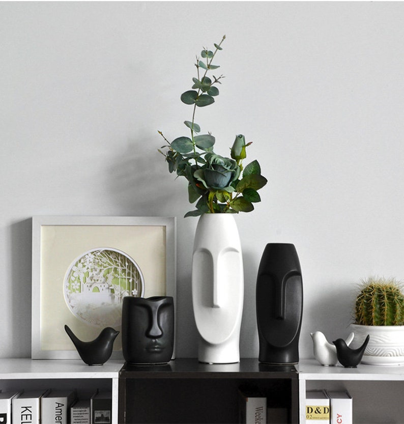 BLACK and WHITE Face Vase / Handmade Ceramic Vase / Minimalist Etsy UK