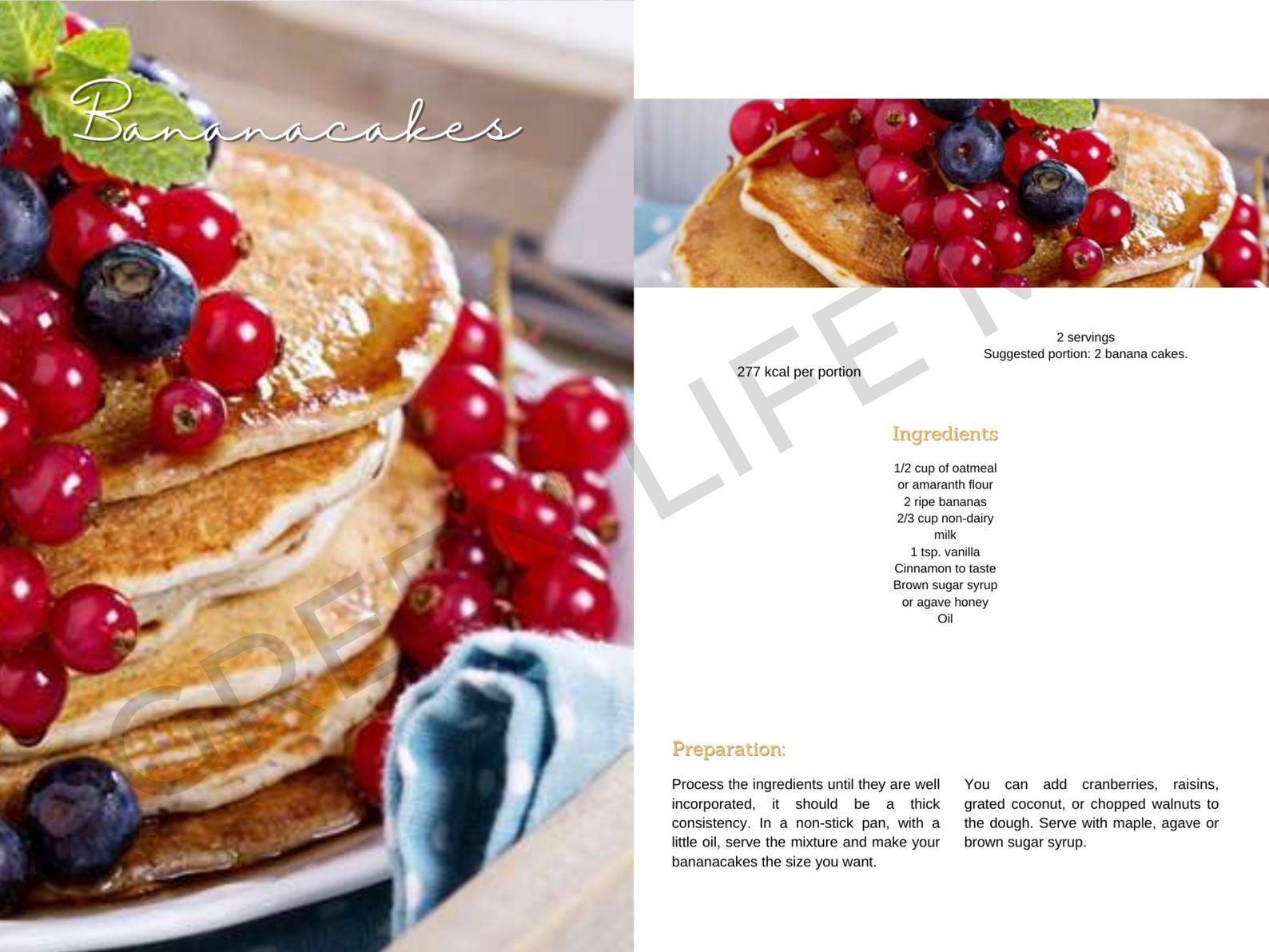 Vegetarian Food Recipes Printable Recipe eBook Vegan Meal | Etsy