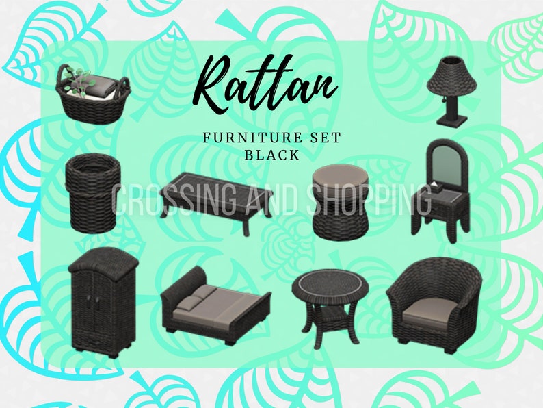 Animal Crossing ACNH Rattan FULL Furniture set All colors Etsy