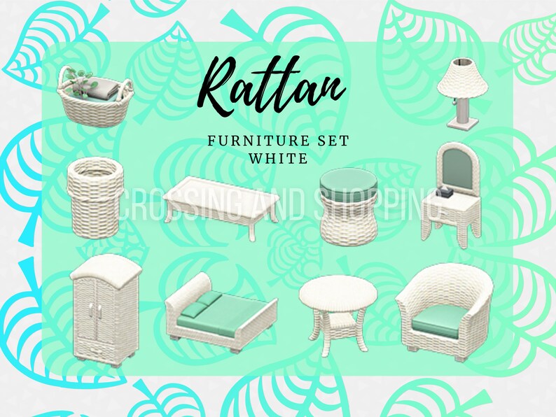 Animal Crossing ACNH Rattan FULL Furniture set All colors Etsy