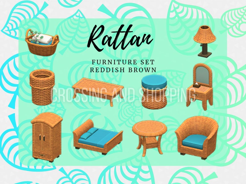 Animal Crossing ACNH Rattan FULL Furniture set All colors Etsy