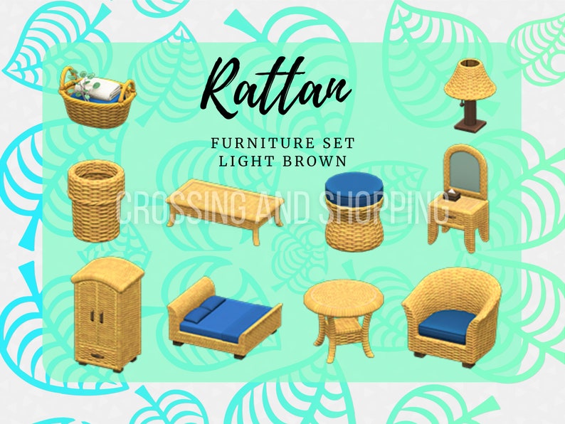 Animal Crossing ACNH Rattan FULL Furniture set All colors Etsy