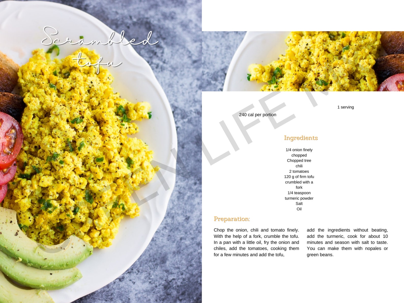 Vegetarian Food Recipes Printable Recipe eBook Vegan Meal | Etsy