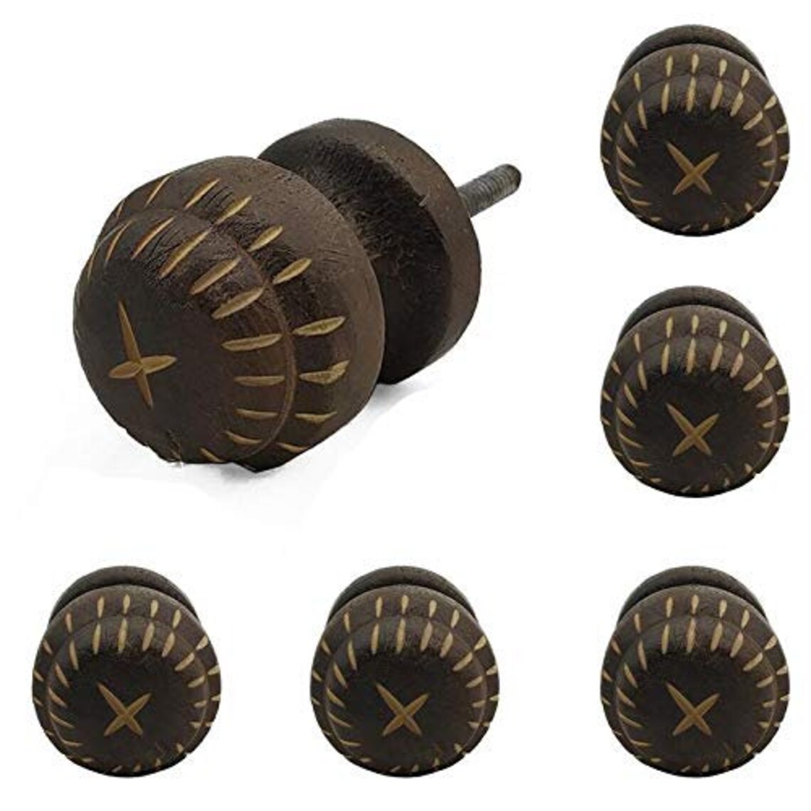 Wooden knobs Door knob Dark Brown Handmade Wooden Texture Etsy