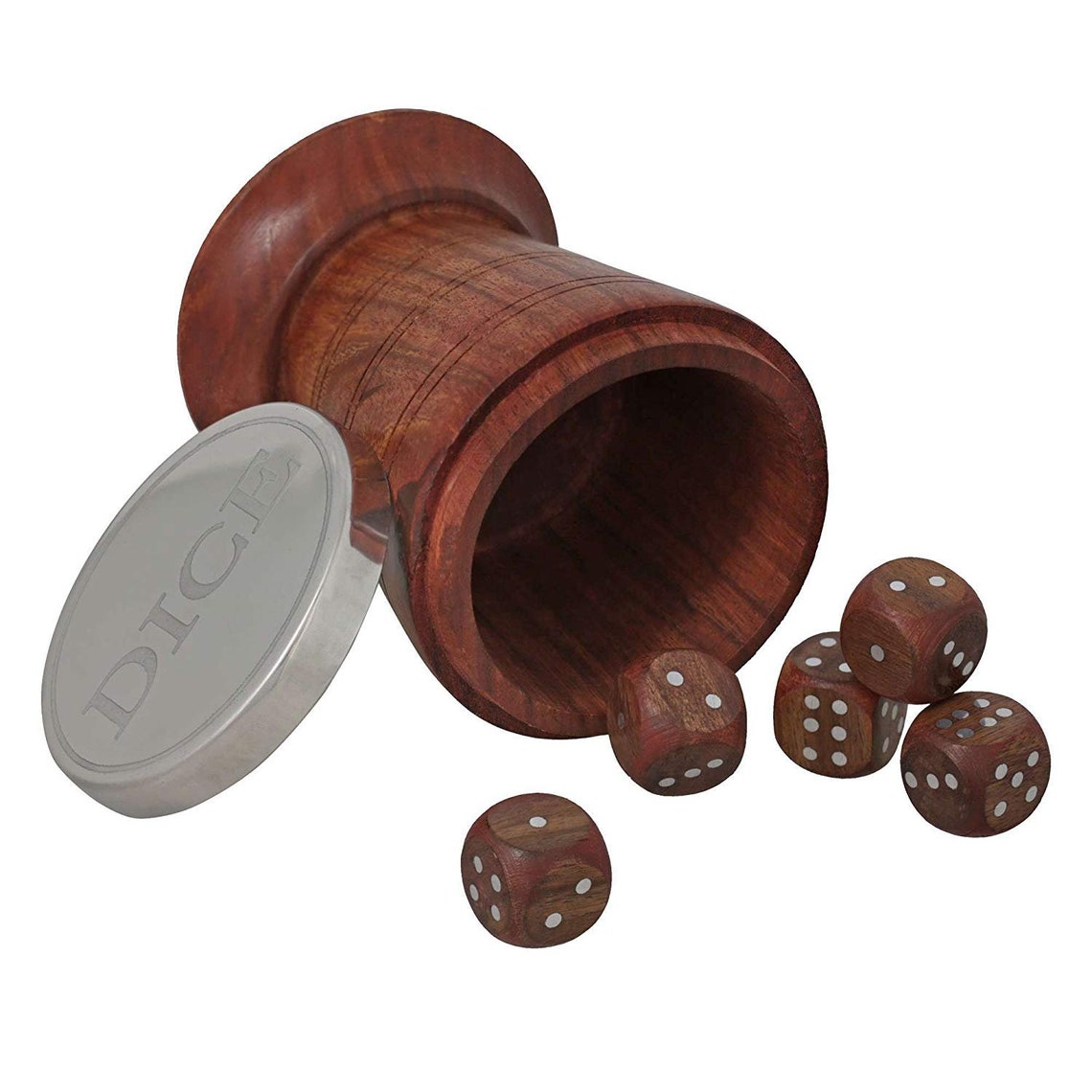 Handmade Wooden Dice Shaker Set Includes Five Wooden Dice Etsy