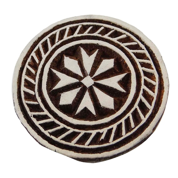 Wooden Textile Block Stamp Spiral Print Decorative Fabric Handmade Apparel Art