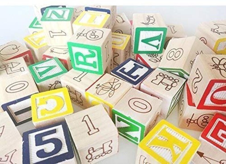 NonToxic 27 Pieces Wooden Alphabet Numbers Building Blocks Etsy