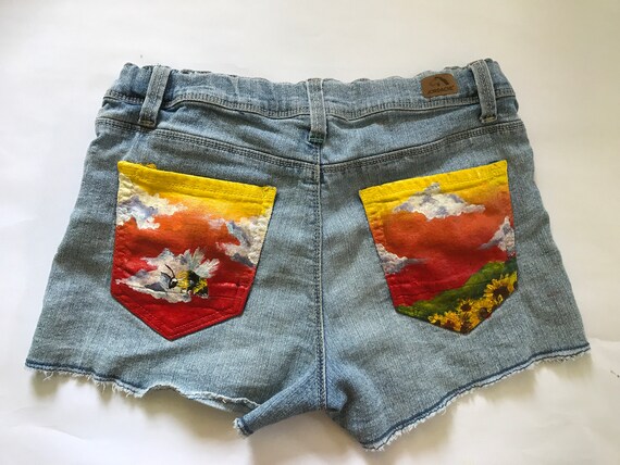 Painted jean shorts Clearance