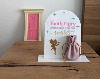 PINK Tooth Fairy Sign | Tooth Fairy Pouch | Personalised Tooth Fairy | Tooth Keepsake | Kids Tooth Fairy | Tooth Fairy Keepsake