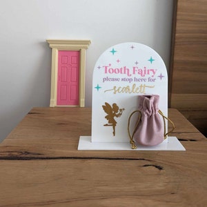 PINK Tooth Fairy Sign | Tooth Fairy Pouch | Personalised Tooth Fairy | Tooth Keepsake | Kids Tooth Fairy | Tooth Fairy Keepsake