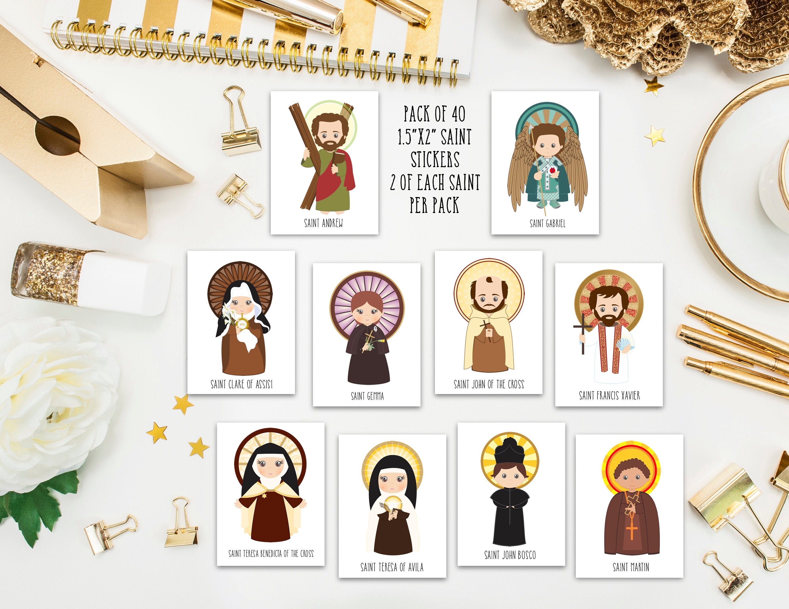 Set de 40 Saint Stickers SET 4. Niños Saint Pegatinas. Primera | Etsy