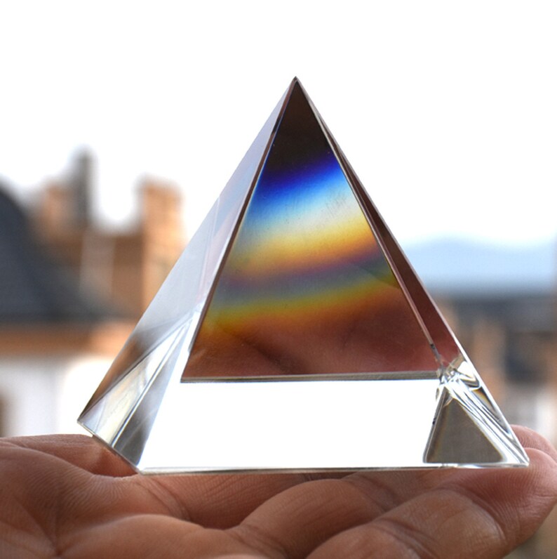 Crystal Glass Pyramid Prism Paperweight Clear Egypt Energy Etsy