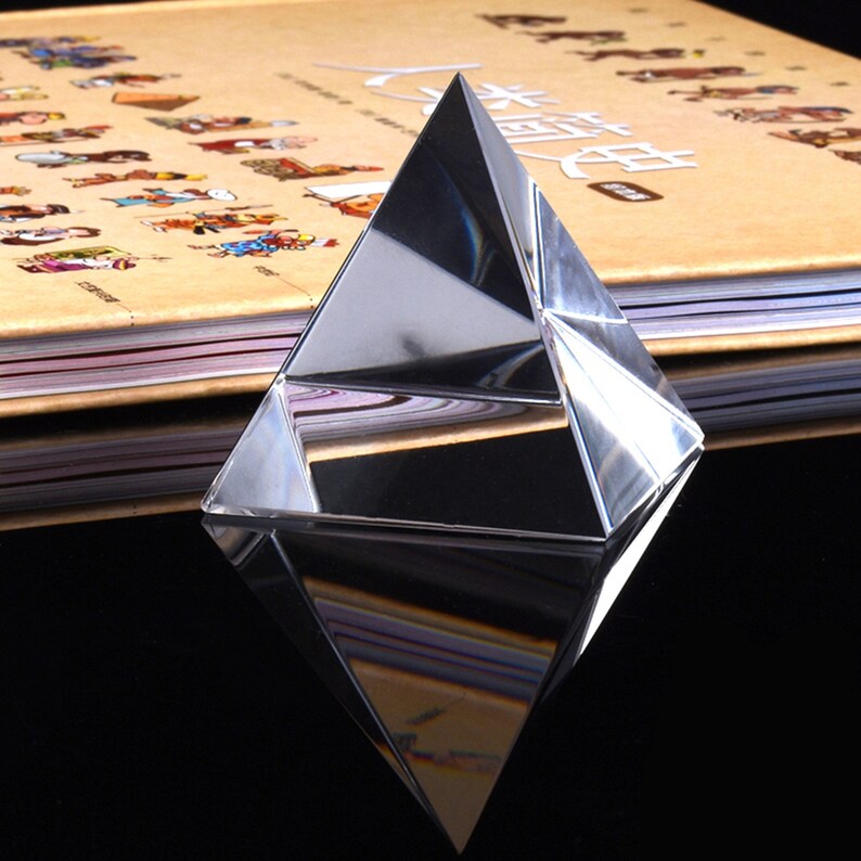 Crystal Glass Pyramid Prism Paperweight Clear Egypt Energy Etsy