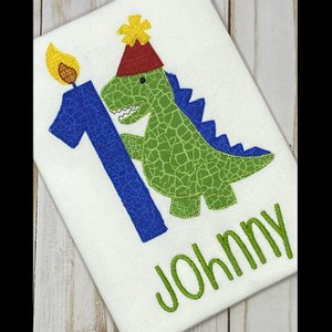 Embroidered Dinosaur Birthday Shirt: Custom Dino Party Outfit