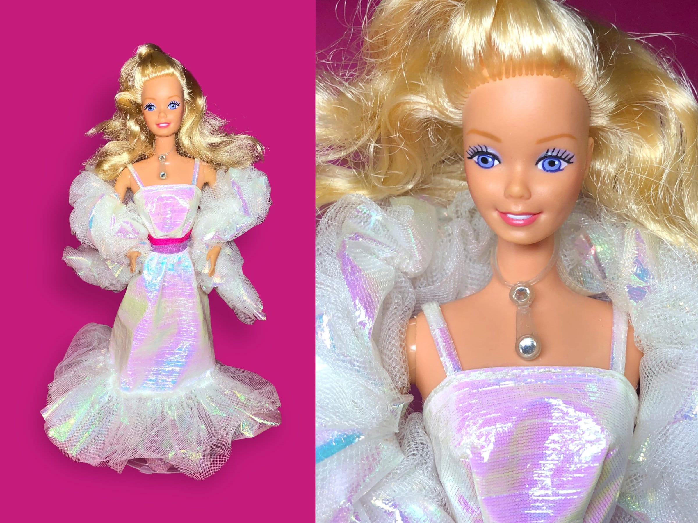 1983 Barbie de cristal con collar vestido y boa años 80 - Etsy España