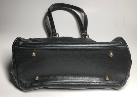 Vintage 60s 70s Black Leather Handbag - image 9