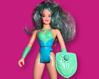 Vintage She-Ra MERMISTA action figure & shield - Princess of Power, 80s, Motu, Pop, Mattel