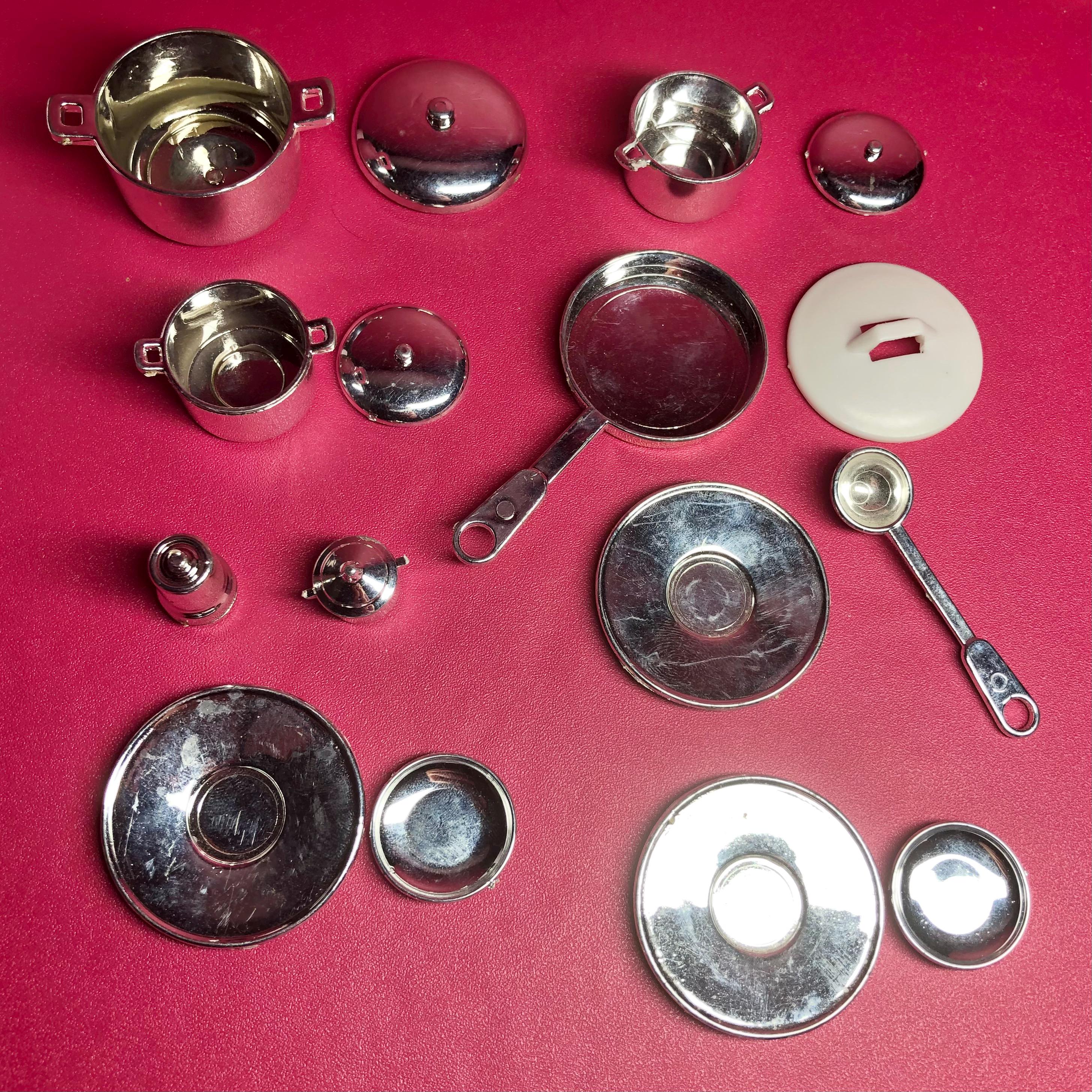 Vintage Barbie Dream Kitchen Dishes Lot - 32 Pieces - Silver