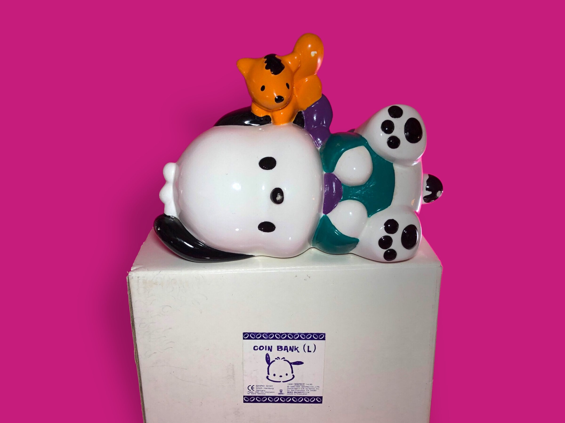 Rare 1996 Sanrio POCHACCO Coin Bank With Original Box - 90s, Hello