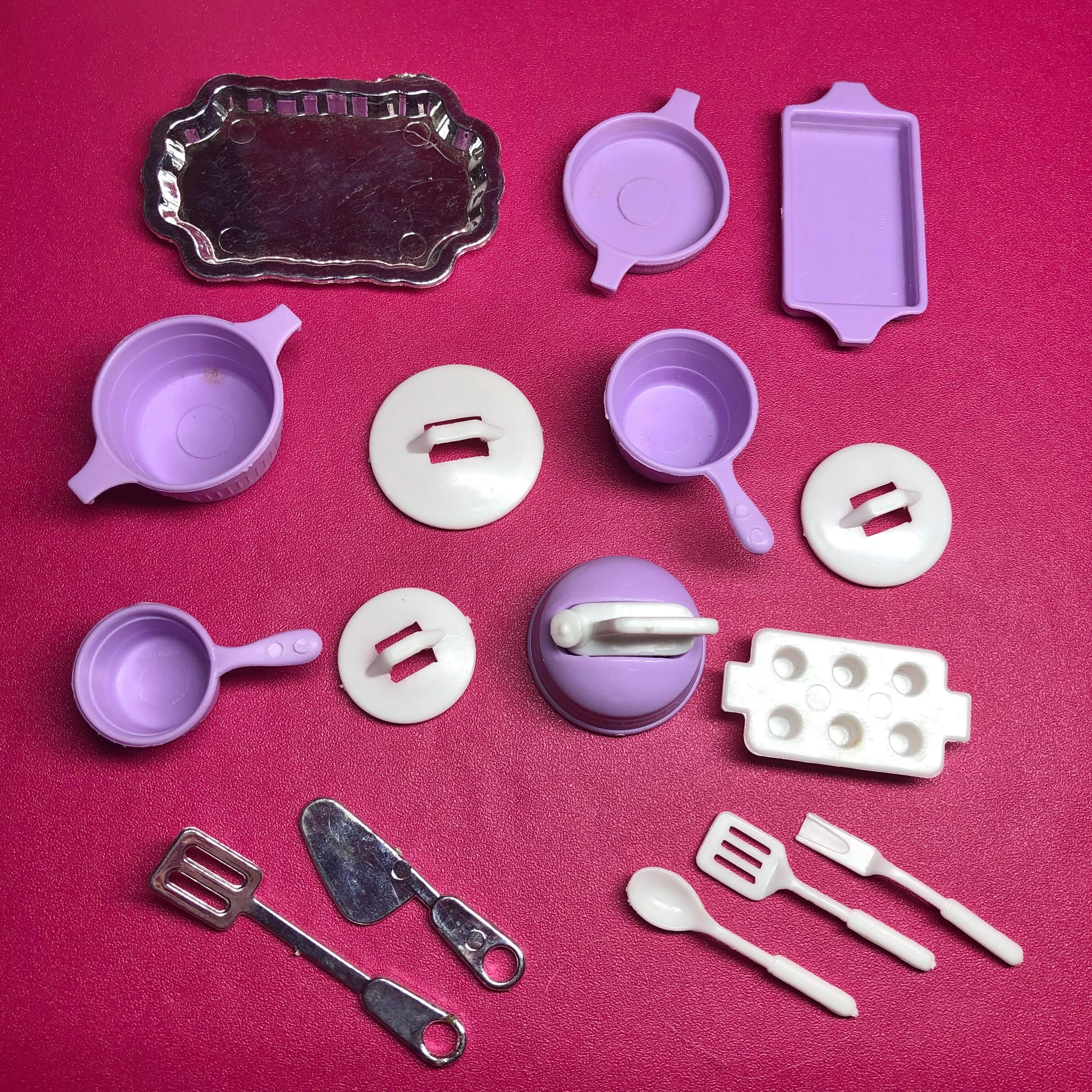 Vintage Barbie Dream Kitchen Dishes Lot - 32 Pieces - Silver