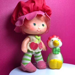 Cherry Cuddler Strawberry Shortcake Doll + Gooseberry Pet - Complete - 80s, Kenner, American Greetings - Vintage