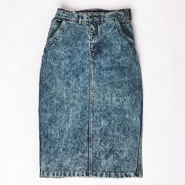 80s Denim High Waisted Pencil Skirt - MOM JEANS Style - Women's XS - Paddock's Jet-Setter, New Yorker