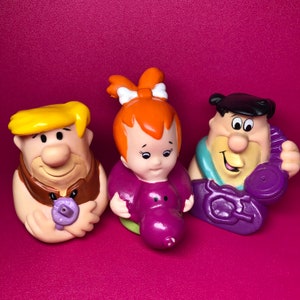 90s Flintstones Squirter Toys - Lot of 3 - Barney, Pebbles, Fred - Vintage