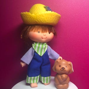 Strawberry Shortcake HUCKLEBERRY PIE doll & pet Pupcake - 80s, Kenner, American Greetings, Vintage