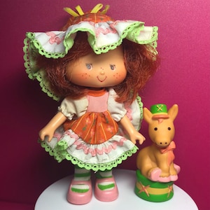 Strawberry Shortcake CAFE OLE Party Pleaser Doll + Pet Burrito Donkey - 80s, Kenner, American Greetings, Vintage