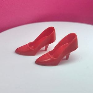Barbie Shoes Vintage Red Closed Toe Spike Heels Pumps