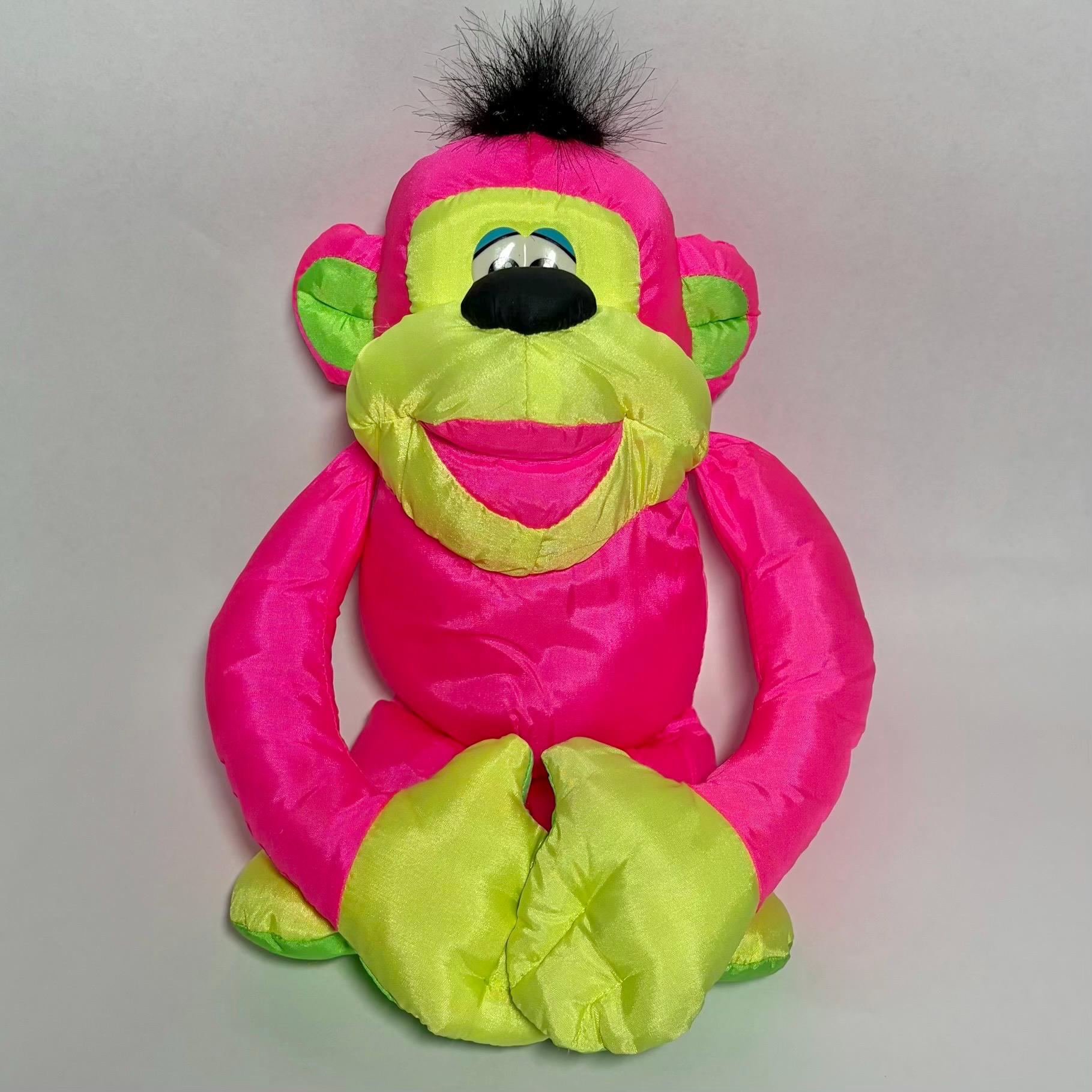 1994 Chattering Chimp Neon Pink Monkey Plush - Fisher Price - 90s ...