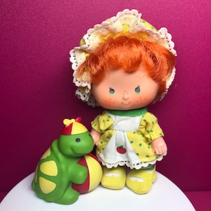 Strawberry Shortcake Party Pleaser APPLE DUMPLIN Doll + Pet Tea Time Turtle - 80s Kenner American Greetings, Vintage